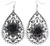 Antiqued Flower Filigree Teardrop Dangle Earrings, Silver-Tone - E23500BK