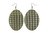 Embossed Grid Pattern Oval Disc Dangle Earrings Gold-Tone - E23431