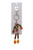 Wooden Bead Man Split Ring Keychain Silver-Tone On Orange Elastic String - KEKC6596