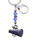 Cheer Themed Split-Ring Keychain Silver-Tone With Blue Color Crystal Accents - KEKC10003