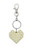 Heart Charm Split-Ring Keychain Silver-Tone With Pearlescent White Acrylic Beads - KEKC31857