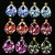 Camo Star Dangle-Earrings With Drop Accents Multi-Color & Dual-Tone 12 Per Package E1892BC
