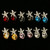 Starfish Stud-Earrings With Crystal Accents Multi-Color & Gold-Tone 12 Per Package E201C
