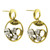 Antique gold and silver tone circle dangle earrings E340B