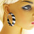 Silver-Tone & Black Fabric Hoop-Earrings 12 Per Package E9106