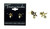 Gold tone cubic zirconia stud earrings with metal star design and stone faceted to the bottom, left point of the star CZ03
