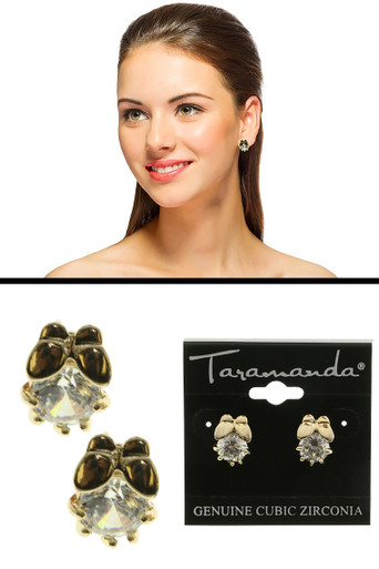 Gold tone cubic zirconia stud earrings with a butterfly CZ16 ...