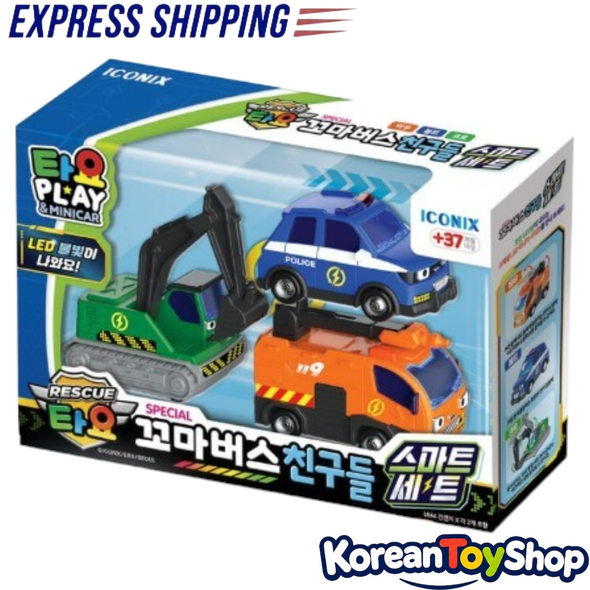 0015 TAYO Little Bus Friends Special Smart Mini Car 3 pcs Toy Set LED Light Effects