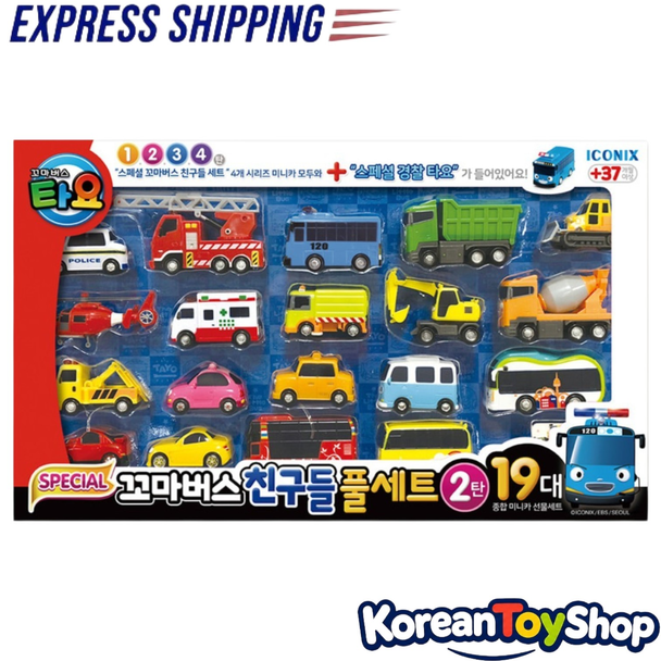 0051 Tayo Little Bus Tayo Friends Full Set Toy V.1 with 19 Mini Cars ICONIX
