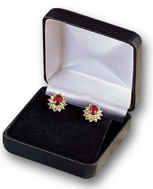 Elegant Leatherette Metal - black Medium earring or pendant jewelry gift box