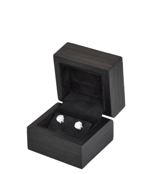 Ebony Wood - Small earring or pendant jewelry gift and presentation box with black suede interior
