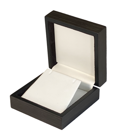 Ebony Wood - Medium Earring or Pendant jewelry gift and presentation box with pearl leatherette interior