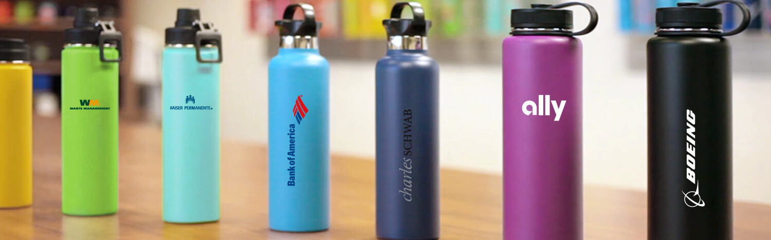 custom water bottles with logo banner