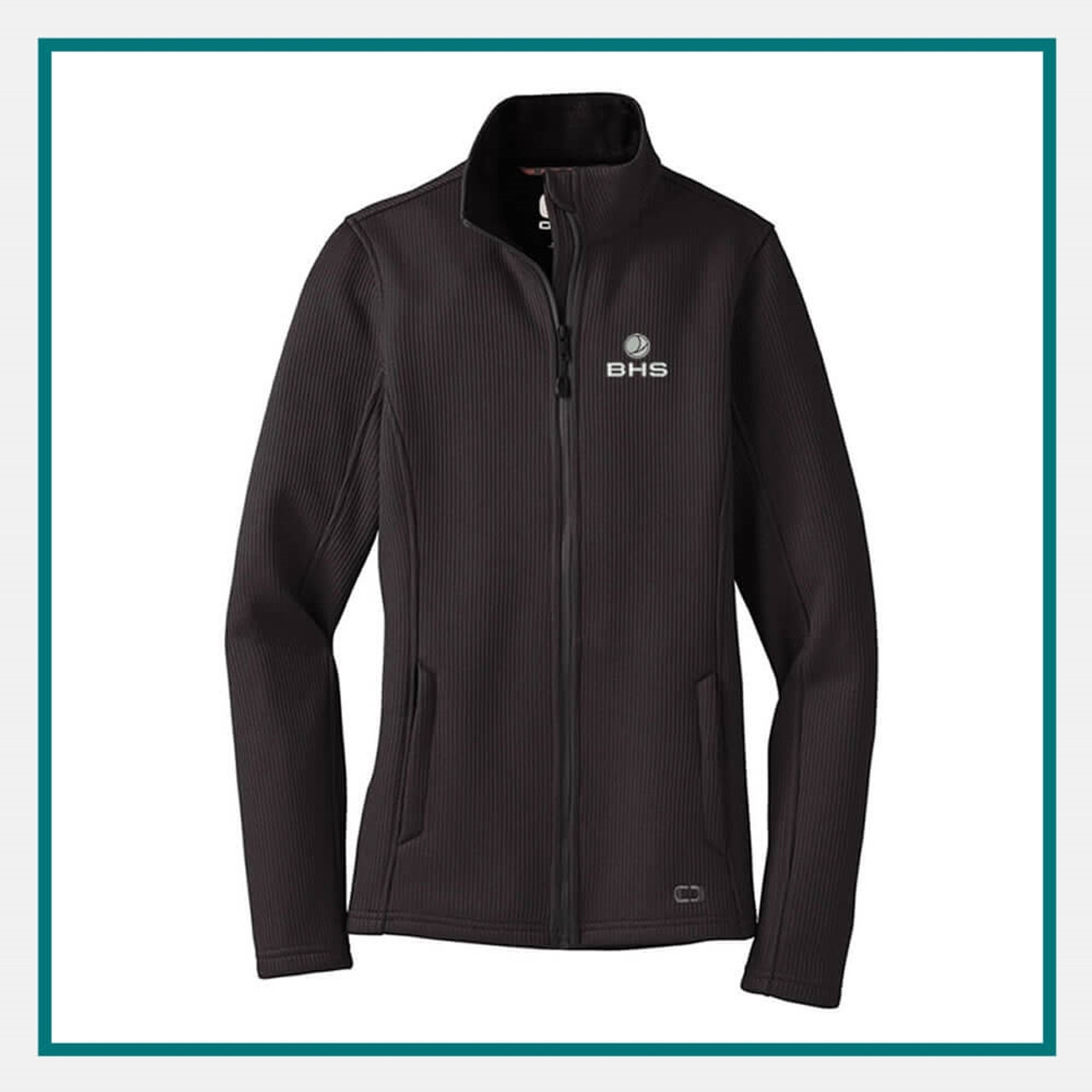 Ladies Monogrammed Fleece Jacket - Personalized Fleece Zip Up Cadet Collar  in Black at  Women's Coats Shop