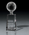 Optical Crystal Large Golf Pedestal Award - Sand Etched