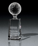 Optical Crystal Small Golf Pedestal Award - Sand Etched