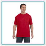 Hanes Tagless® 100% Cotton T-Shirt with Pocket  - Embroidered