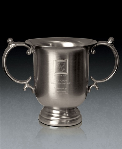 Brushed Pewter Small 'Manchester' Trophy Cup - Laser Engraved