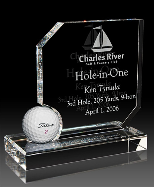 Jade Glass Eagle Award with Golf Ball Display ELITE PROMO INC