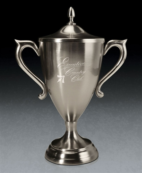 Pewter Finish Small 'Cambridge' Trophy Cup - Laser Engraved