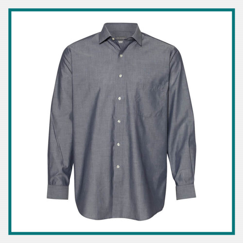 Van Heusen Men's Chambray Spread Flex Collar Shirt - Embroidered