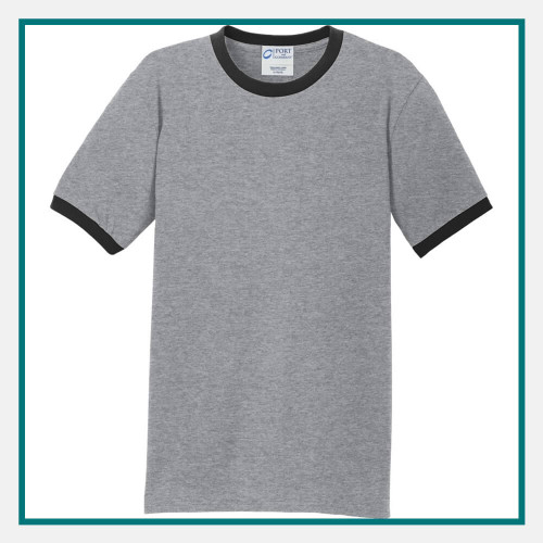 Port & Company Core Cotton Ringer Tee Embroidered Logo
