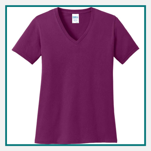 Port & Co™ Ladies' Core Cotton V-Neck T-Shirt - Direct Print