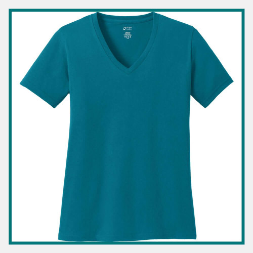 Port & Co Cotton V-Neck T-Shirt Tee Custom Logo