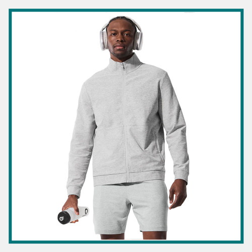 alo Conquer Max Mock Neck Full Zip Jacket with Company Logo