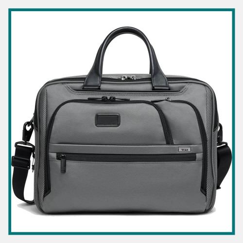 TUMI Alpha Medium 15" Expandable Briefcase Debossed Logo
