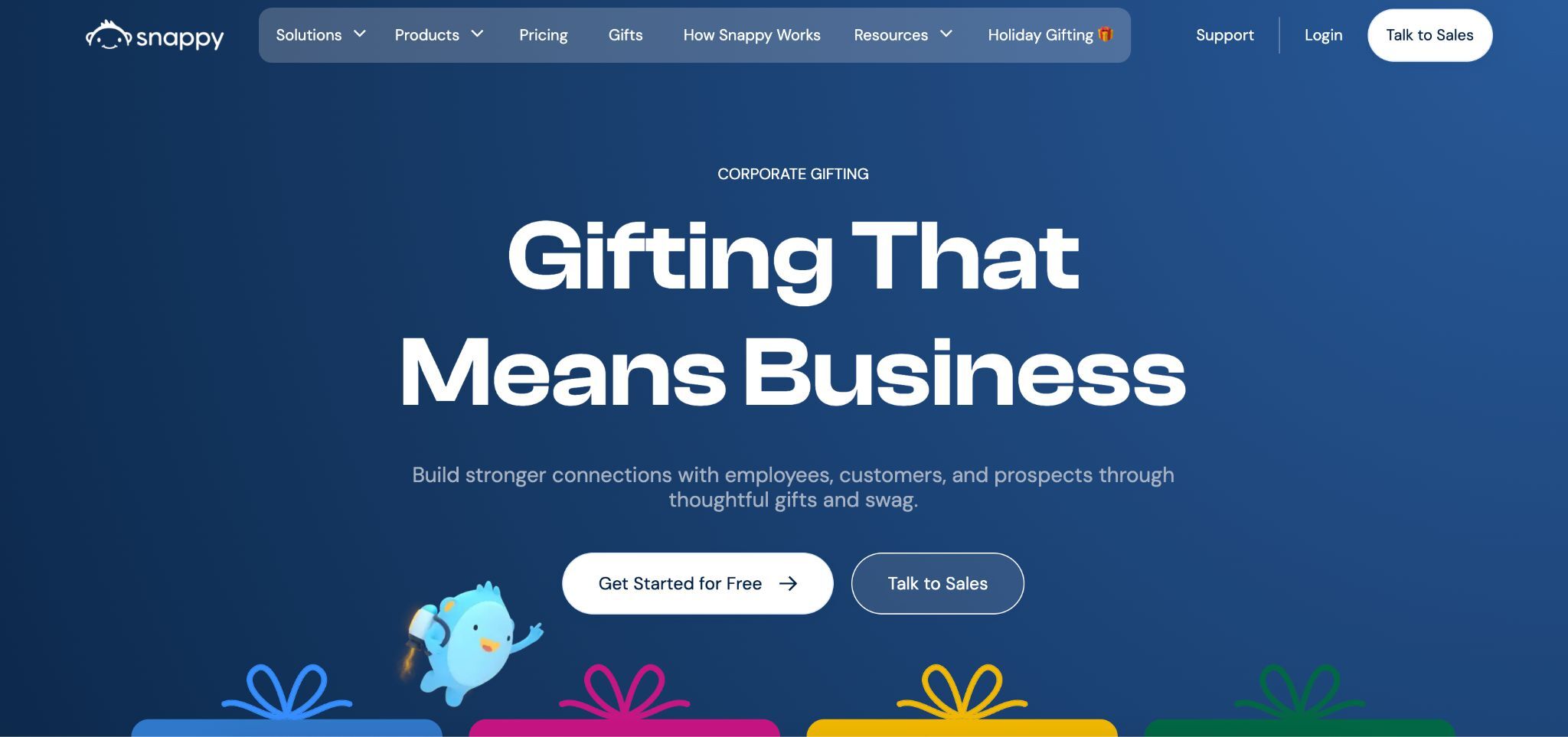 Screenshot of Snappy's website.