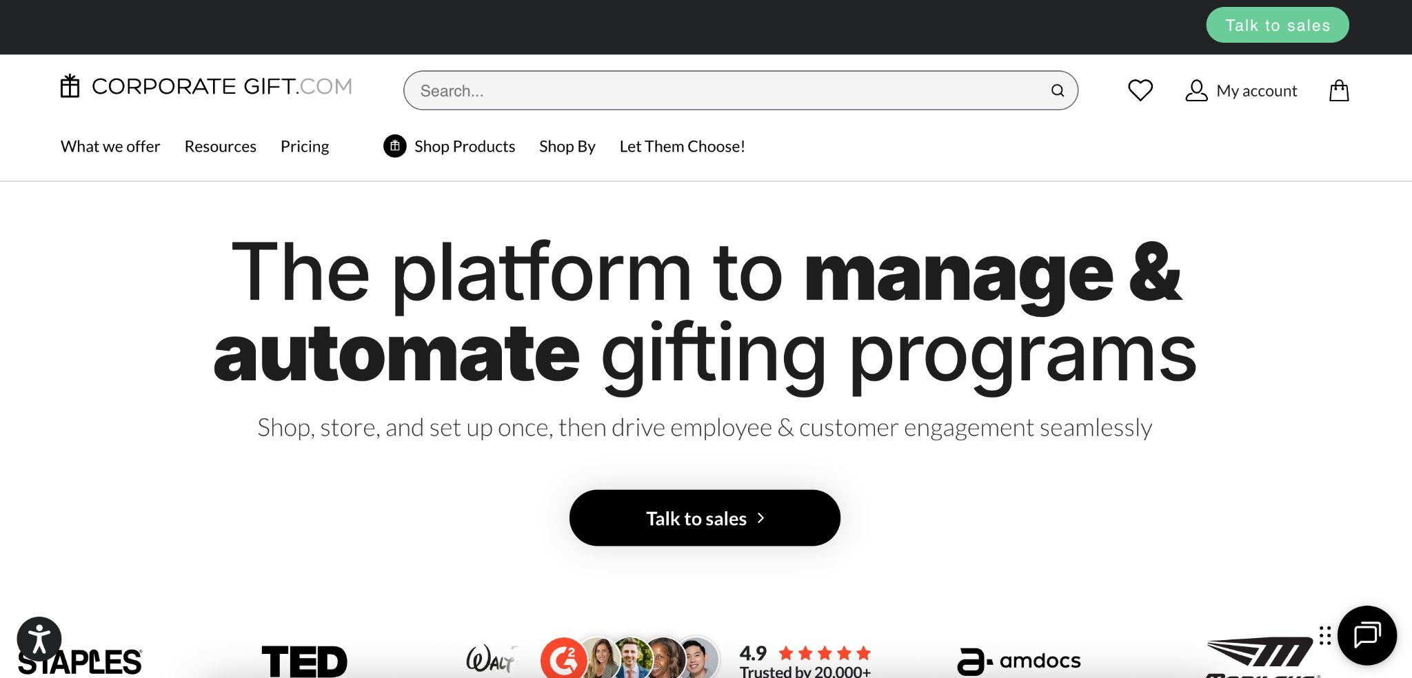 Screenshot of CORPORATEGIFT.COM's website