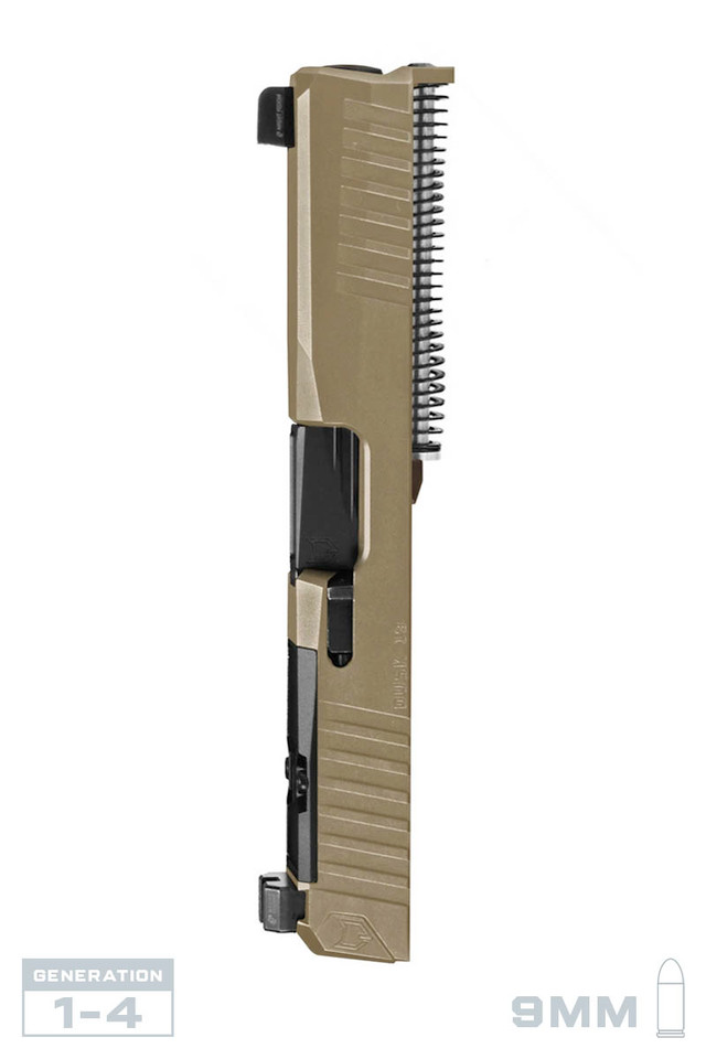 Dusk Slide Glock 19 9mm, Gen3, RMR, FDE Slide, Black Barrel, Complete Upper