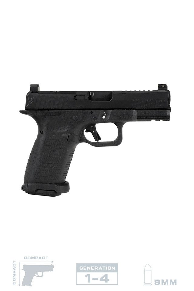 TimberWolf 19 w/Black Slide, Black Frame, Black Std. Barrel, NF Lower 1/3 Sights, Flat Trigger