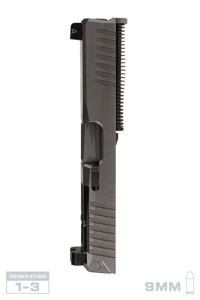 Dusk Slide Glock 19 9mm, Gen3, RMR, Graphite Gray Slide, GG Barrel, Complete Upper