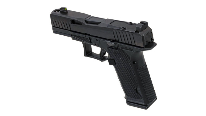 Dusk 19R (Rainier Spec) w/Black Slide, Black Frame, Black Ported Barrel, NF Lower 1/3 Sights, Flat Trigger w/ Black safety