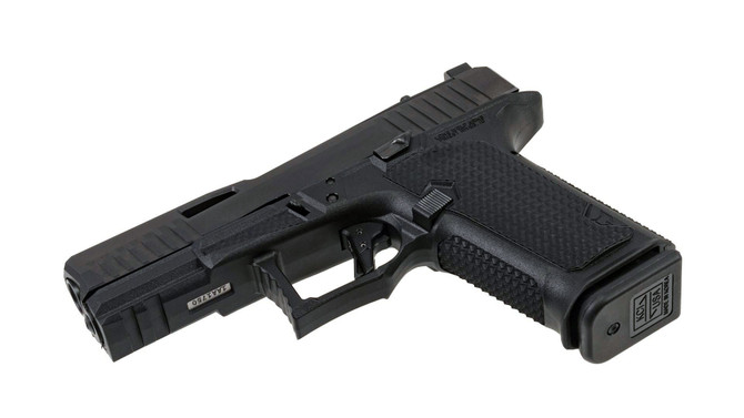 Dusk 19R (Rainier Spec) w/Black Slide, Black Frame, Black Ported Barrel, NF Lower 1/3 Sights, Flat Trigger w/ Black safety