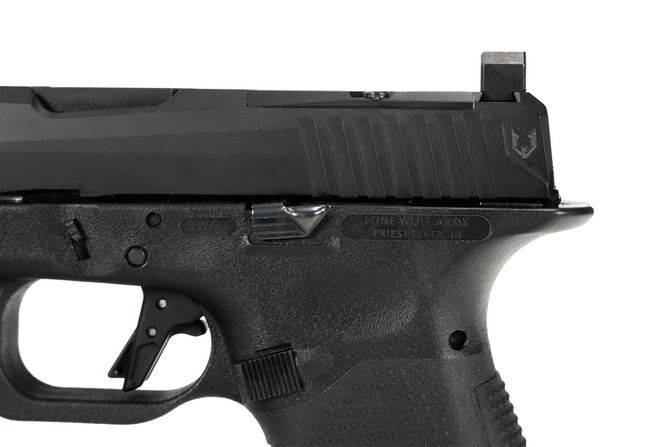 TimberWolf 19+ w/Black Slide, Black Frame, Black Std. Barrel, NF Lower 1/3 Sights, Flat Trigger