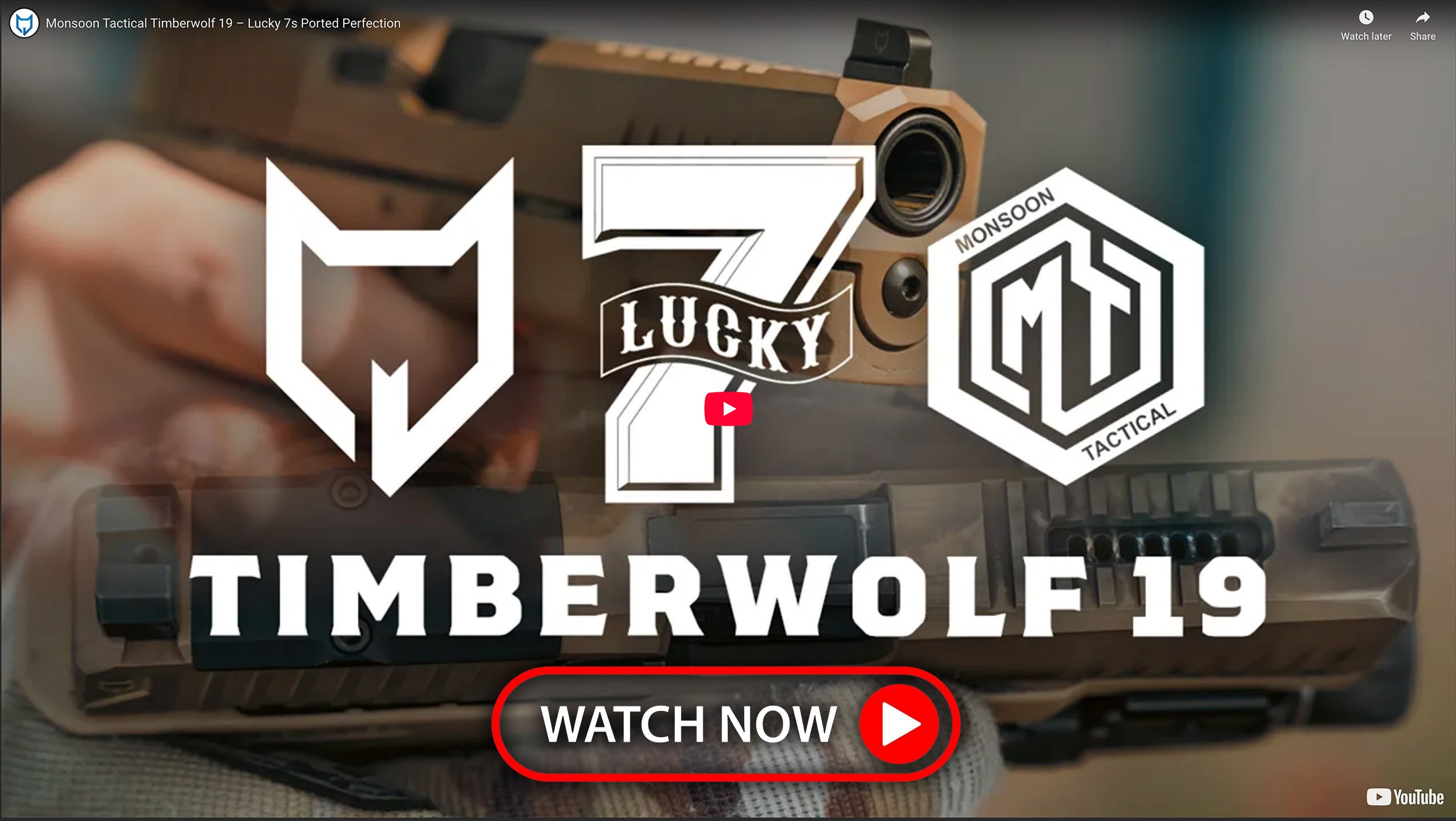 TimberWolf 19 w/Blk Monsoon Tactical Ported Slide and Coyote Tan Frame, Blk barrel, NF Stealth sights and flat trigger