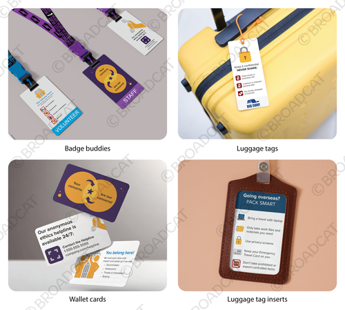 This awesome on-the-go awareness bundle is packed with super-flexible goodies to get your compliance messages out in the wild.