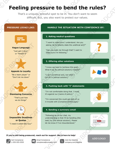 Equip your employees to handle pressure to “get it done no matter what” with confidence and professionalism, and  ensure the org meets its goals the right way.