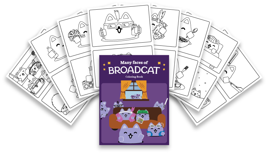The Many Faces of Broadcat coloring book
