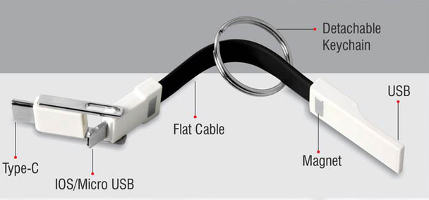 3-in-1 Magnetic Keychain Charging Cable