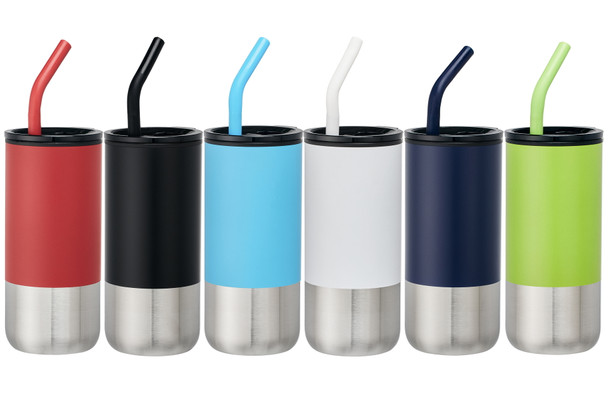 Aspen Double wall Tumbler W/ plastic liner SS straw with silicone tip