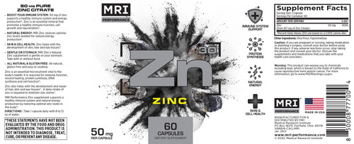 MRI Zinc Label MRI Zinc Label