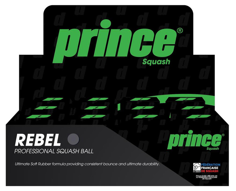 Prince Rebel Single Yellow Dot Squash Balls 12 Pack