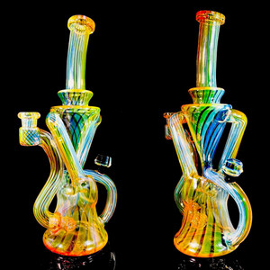 AF Glass works fumed recycler with faceted coin