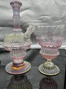 Steazy glass silver &gold fume vase bong w/ goblet cup