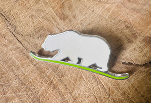 Grassroots California Surfing Bear white/green GRC pin (Limited edition of/250)