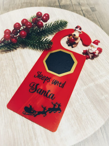 Double sided Santa Stop here and Countdown to Christmas Door Hanger